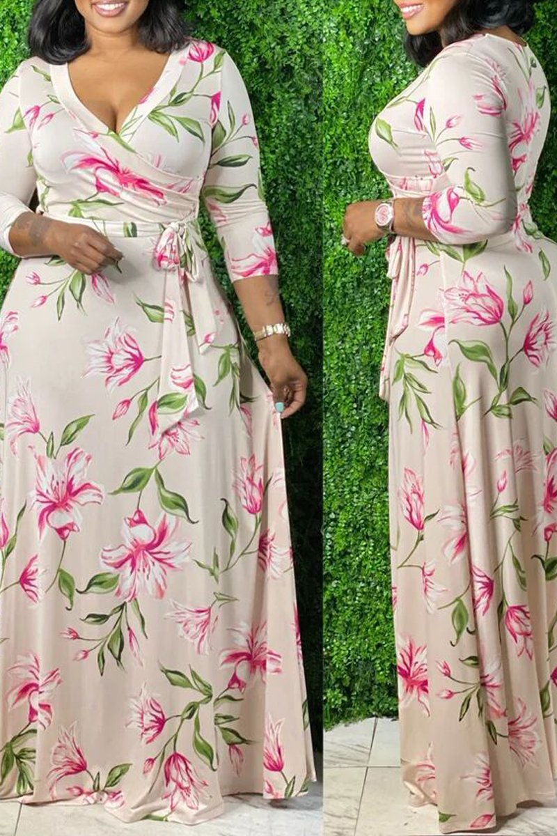 Floral Flare Long Sleeve Maxi Dress Plus Size – KesleyBoutique