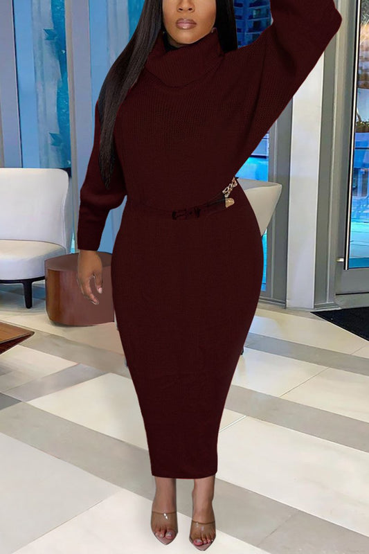 Plus Size Batwing Sleeve Dress Without Belt